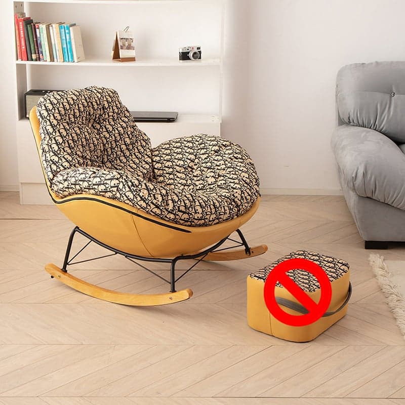 Natural Stationary Wingback Living Room Rocking Chair with Back - image 4