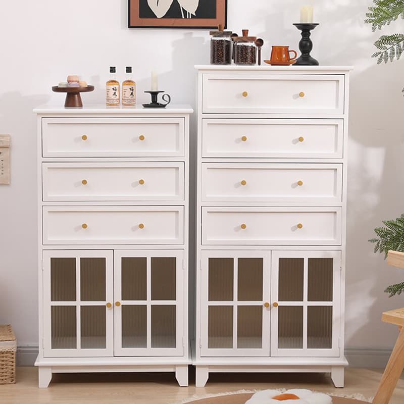 Rectangular Damp-proof Accent Cabinet with Storage Drawer, Closet, Glazed Door, Cabinet Knobs in Chalk/Brown/Wood Color - image 11
