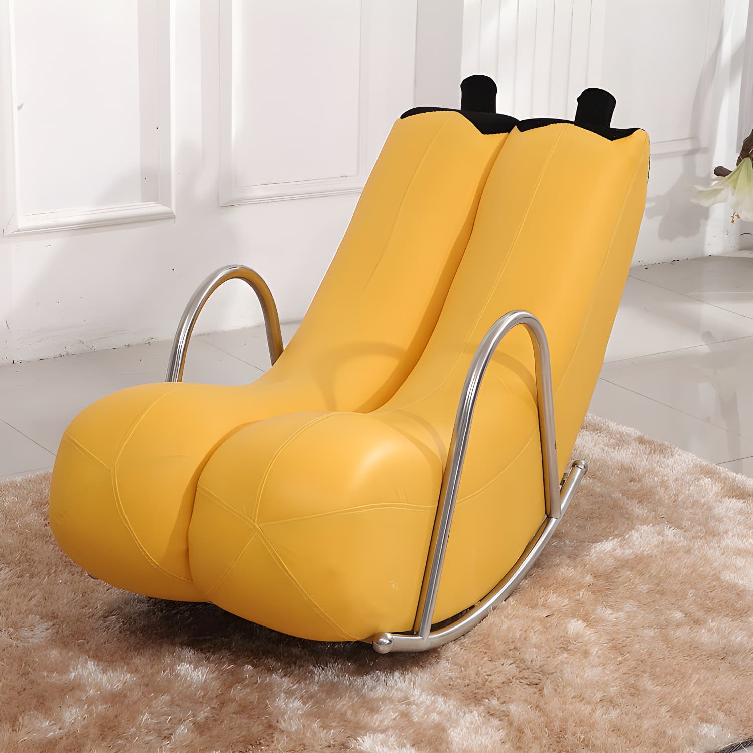 Stylish Silver Upholstered Rocking Chair with Track Arms - Modern Comfort - image 8