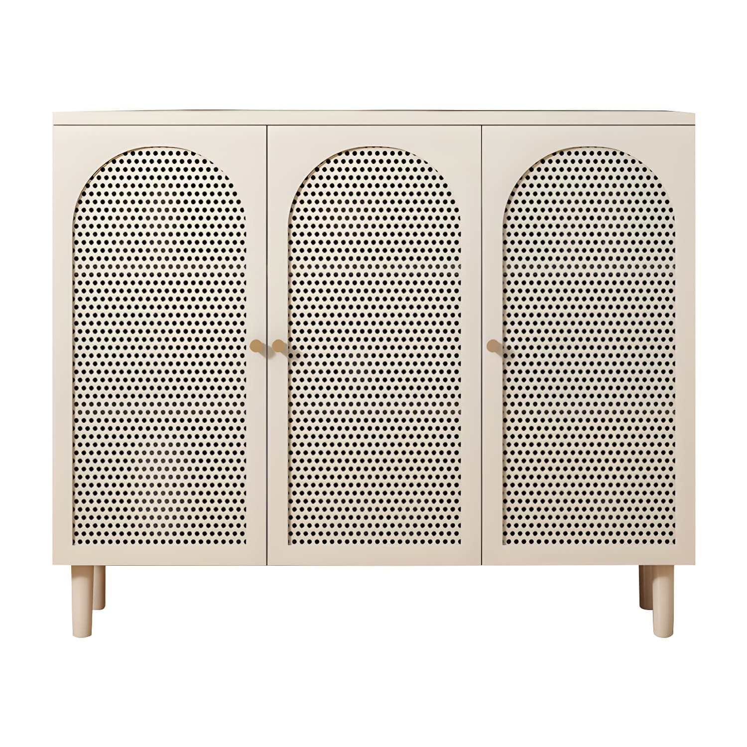 White Modern Sideboard Credenza with Cabinets and Shelves for Storage and Display - image 7