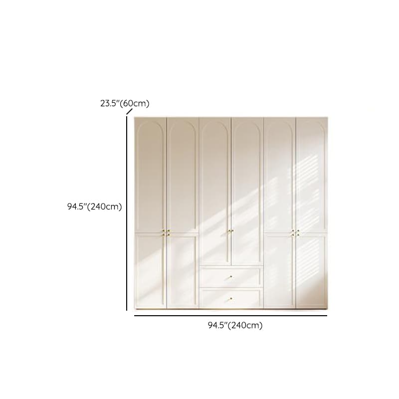 White Minimalist Manufactured Wood Wardrobe Closet with 2 Drawers, Soft Close Door, Interior Shelves, and Clothing Rod - image 20
