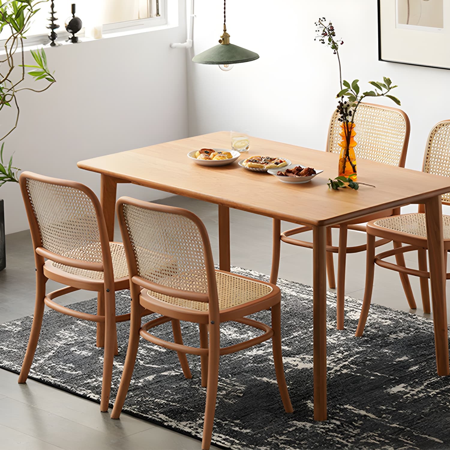 Traditional Style Dining Chair Solid Wood Cane Back Dining Room Chair - image 25