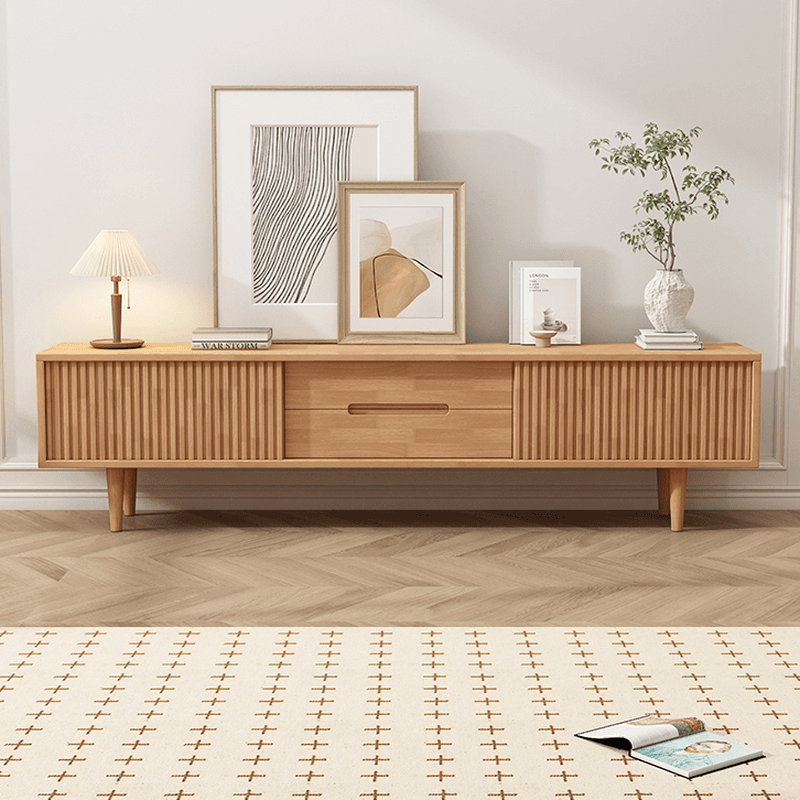 Simplistic Oak Wood TV Stand with 2 Drawers and 2 Cabinets - image 3