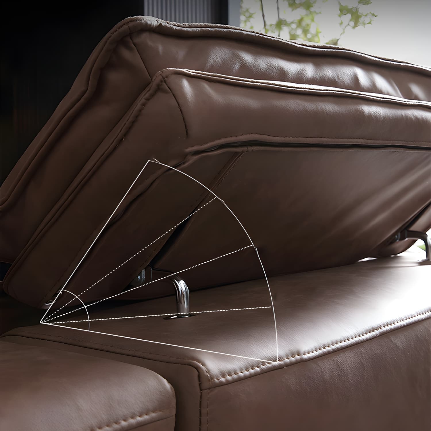 Mid-Century Modern Brown Tech Cloth Sectional Sofa with Wood Frame and Pillow Top Arms - image 6