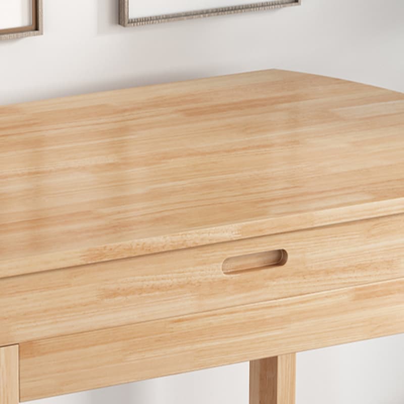 Dining Table Set in Minimalist Style with Tan/Unfinished Rubberwood Top, 4 Legs, and Back - image 6