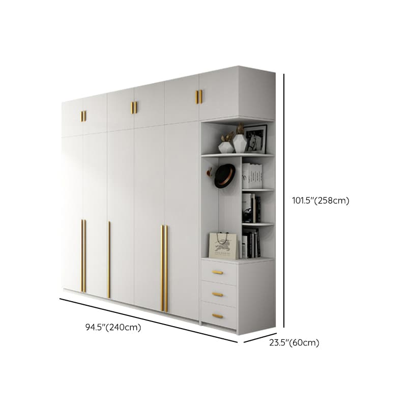 Simple Lumber White Wardrobe Armoire with Interior Shelves & Clothing Rack & Soft Close Drawer & Soft Close Door - image 29