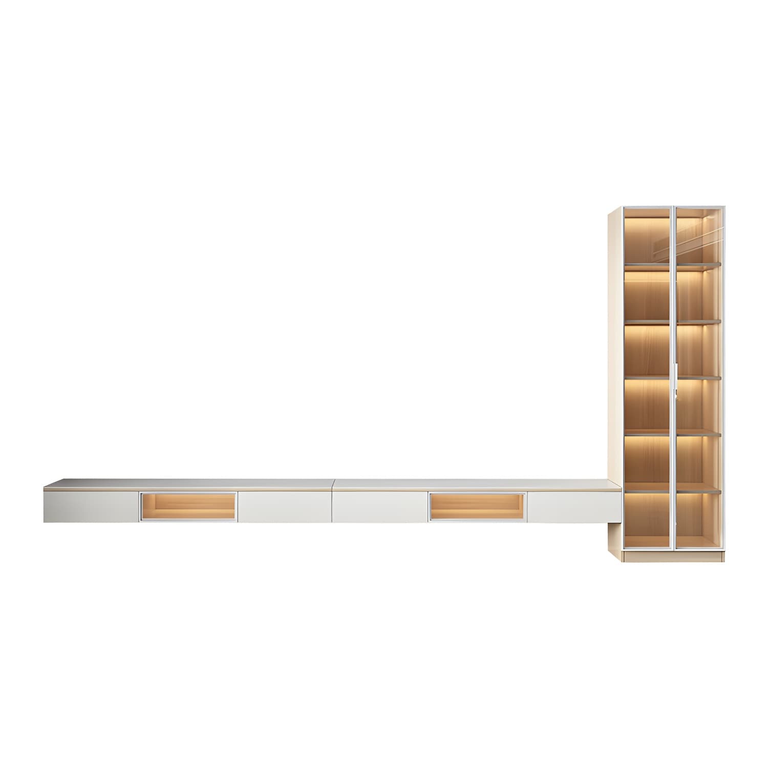 Contemporary with Drawers Stone with Cabinet Solid Wood with Shelves TV Console - image 8