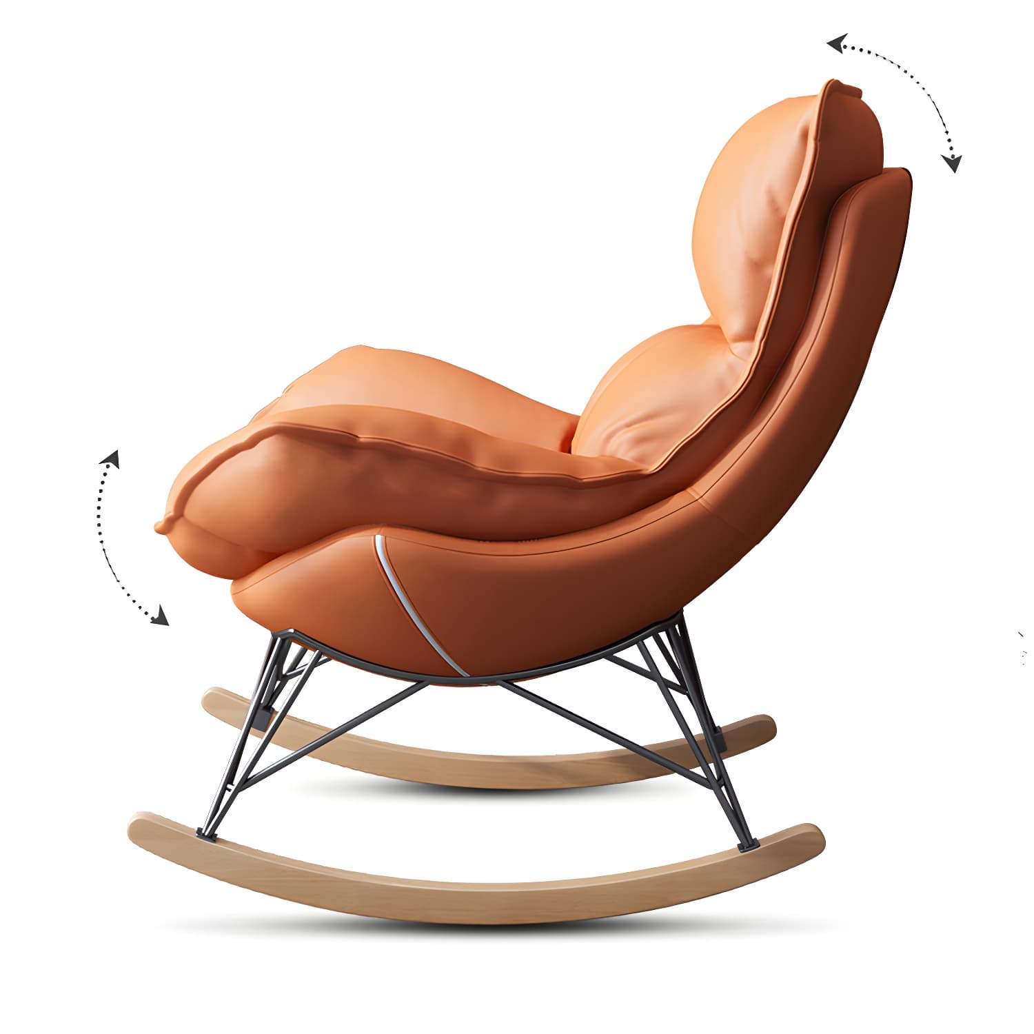 Glam Rocking Accent Chair Upholstered Antique Finish Rocking Chair with Ottoman - image 14
