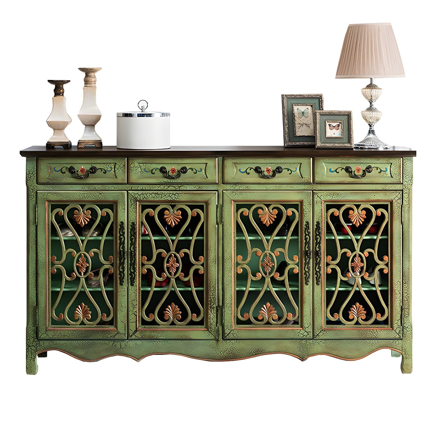 Industrial Cabriole Legs Storage Cabinet Solid Wood Storage Cabinet - image 6