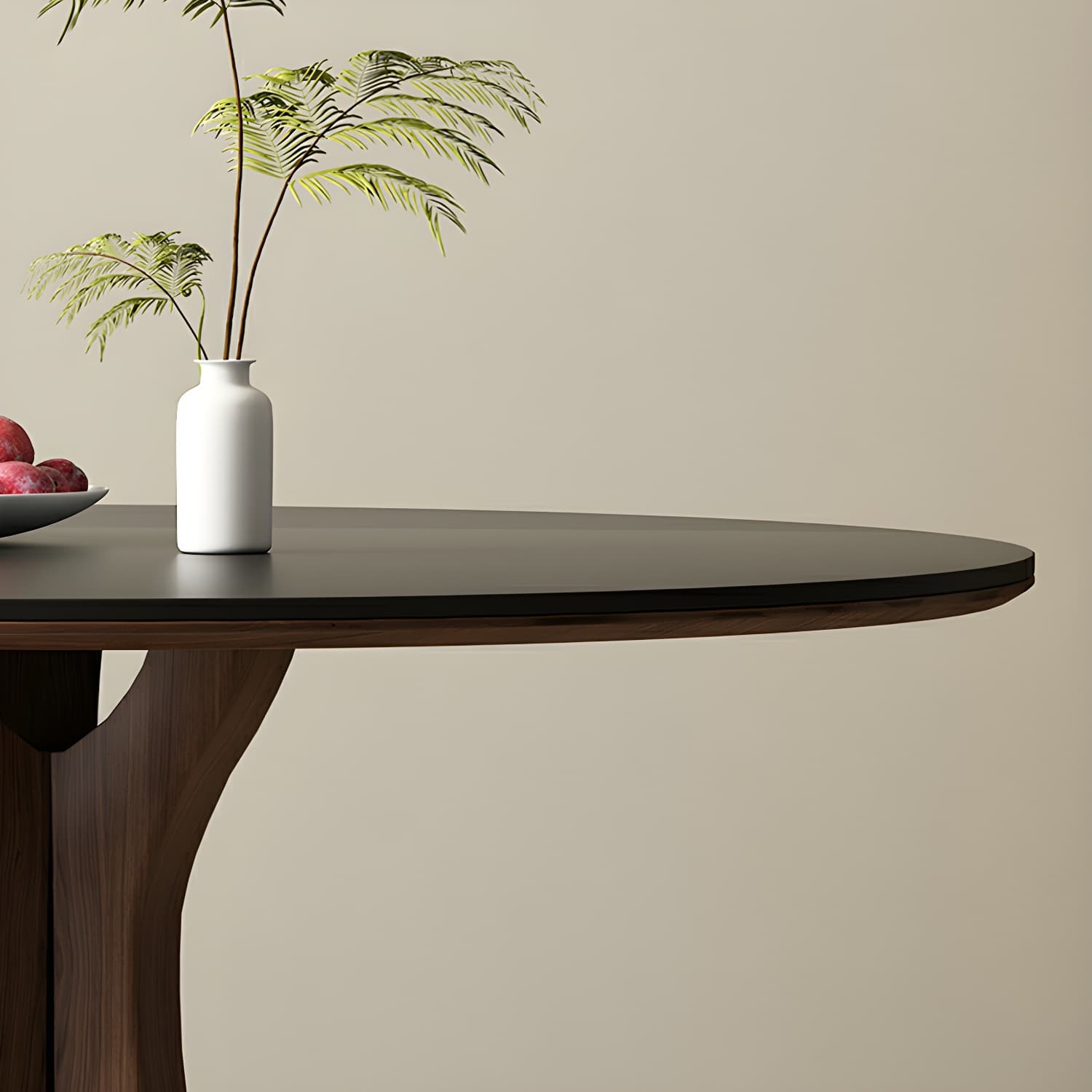 Round Modern Stone Top Dining Table with Solid Wood Pedestal Base - image 9