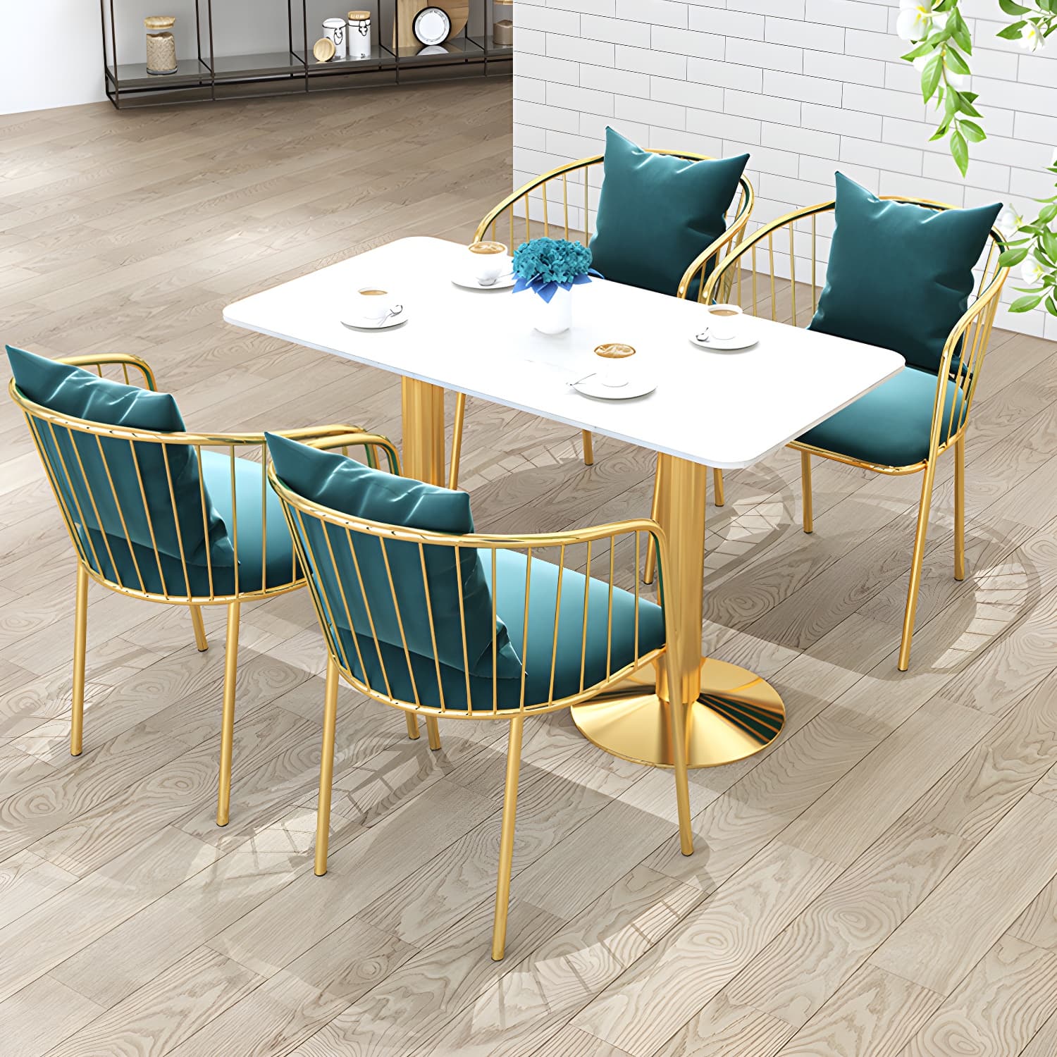 Sintered Stone Dining Table Traditional Luxury Dining Table with Gold Base - image 12