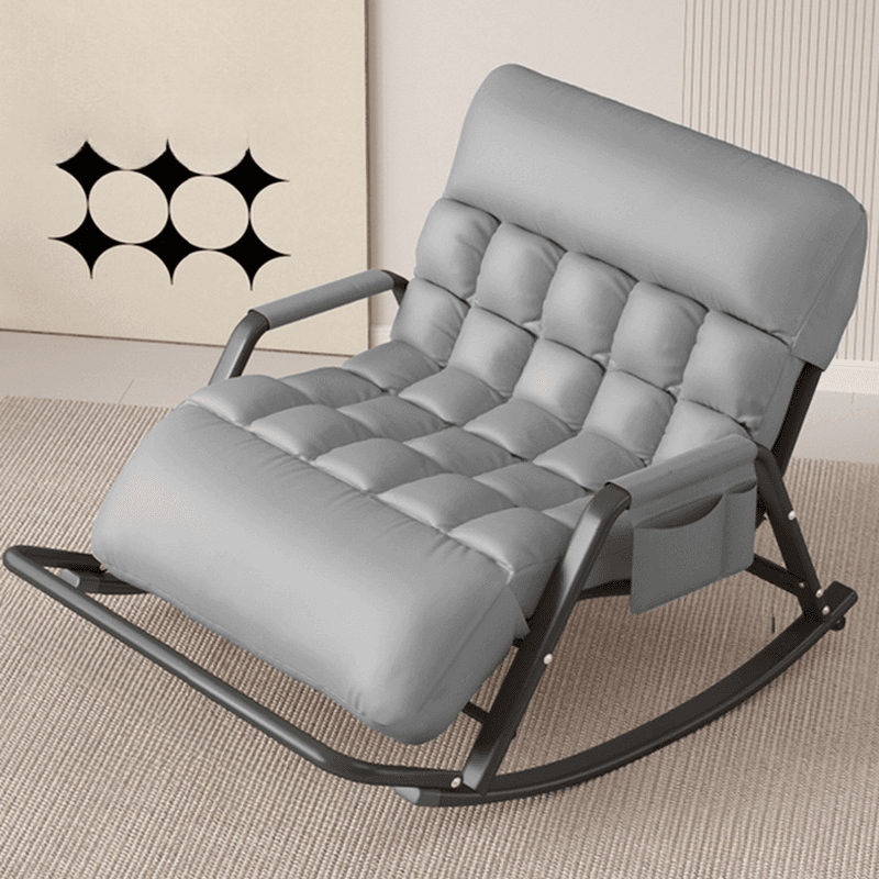 Black/Grey/Cerulean Simple Upholstered Rocking Seat for 2 with Padded Track Arm - image 4