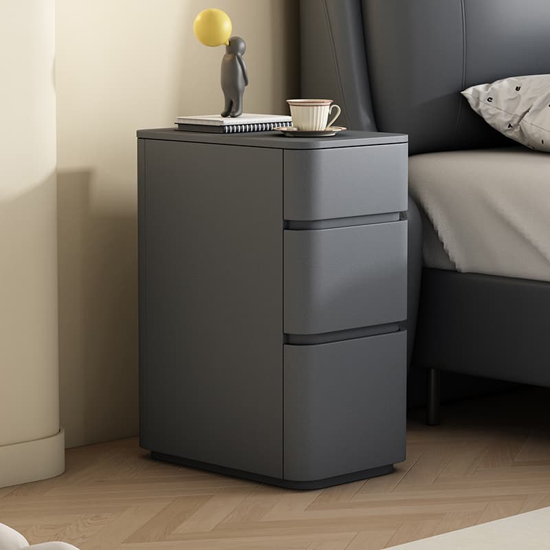 Minimalist Drawer Storage Nightstand with 3 Drawers and Artificial Leather Countertop