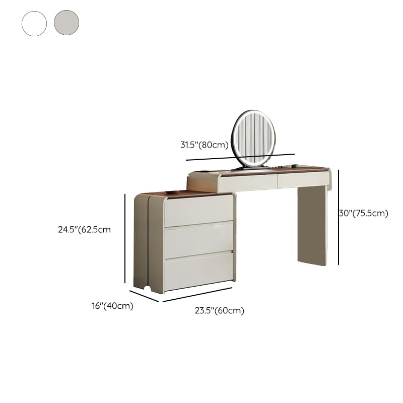 Large White Vanity Set with Upholstered Chair, 5/8 Drawers, Mirror Lights, Lighting, and Scalable Design - image 13