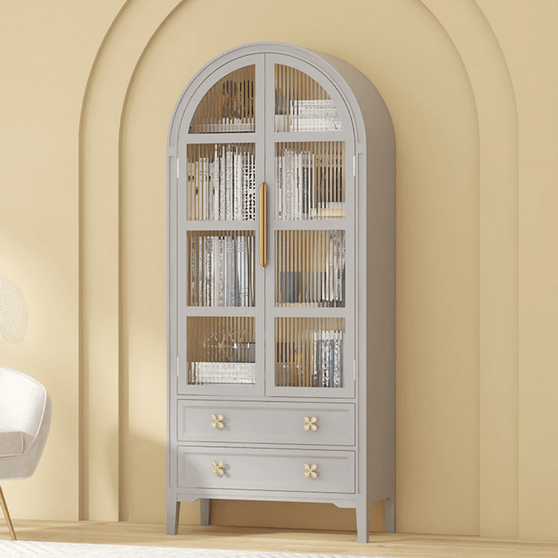 Self-supporting Grey /Azure/Peony Natural Wood Accent Cabinet with Squared Leg Drawing Room