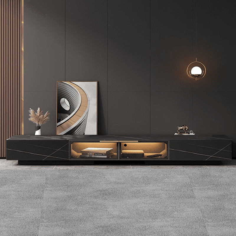 Rectangular TV Stand for Drawing Room with Light and Door - image 7