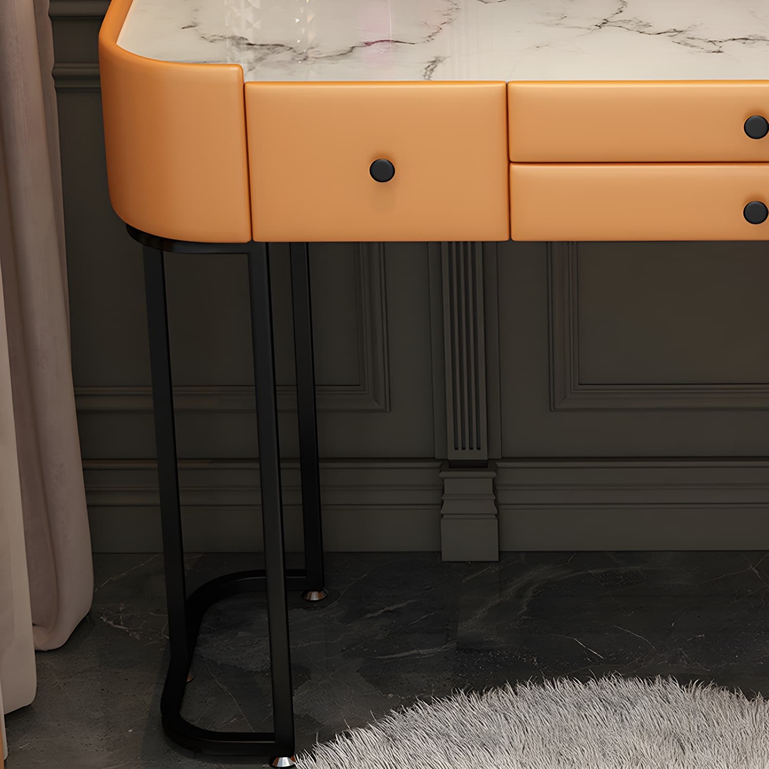 5-Drawers Vanity Desk Modern Stone Top Vanity Dressing Table - image 15