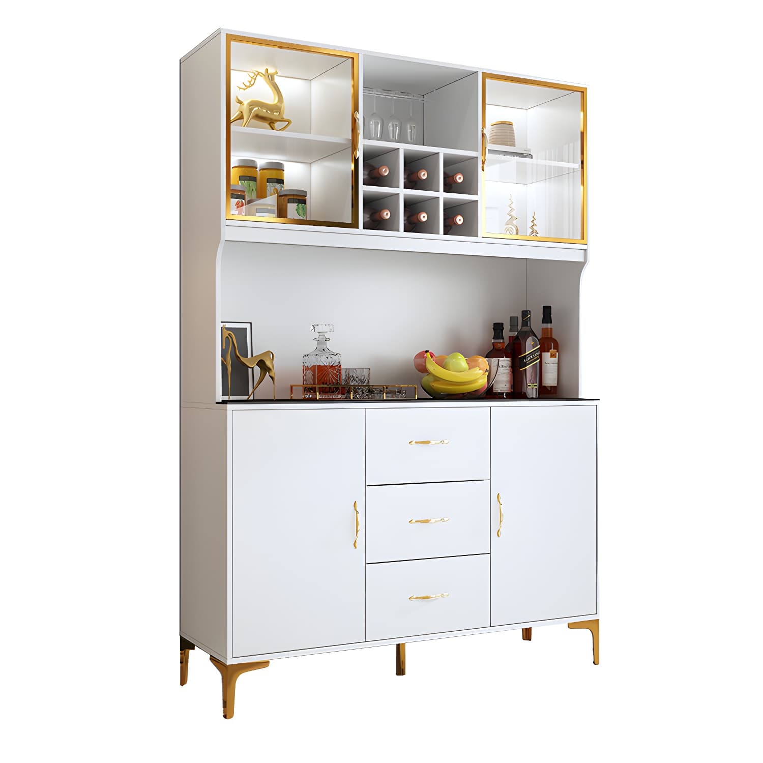 Modern Sideboard Wood Frame and Stone Top Sideboard with Door for Kitchen - image 9