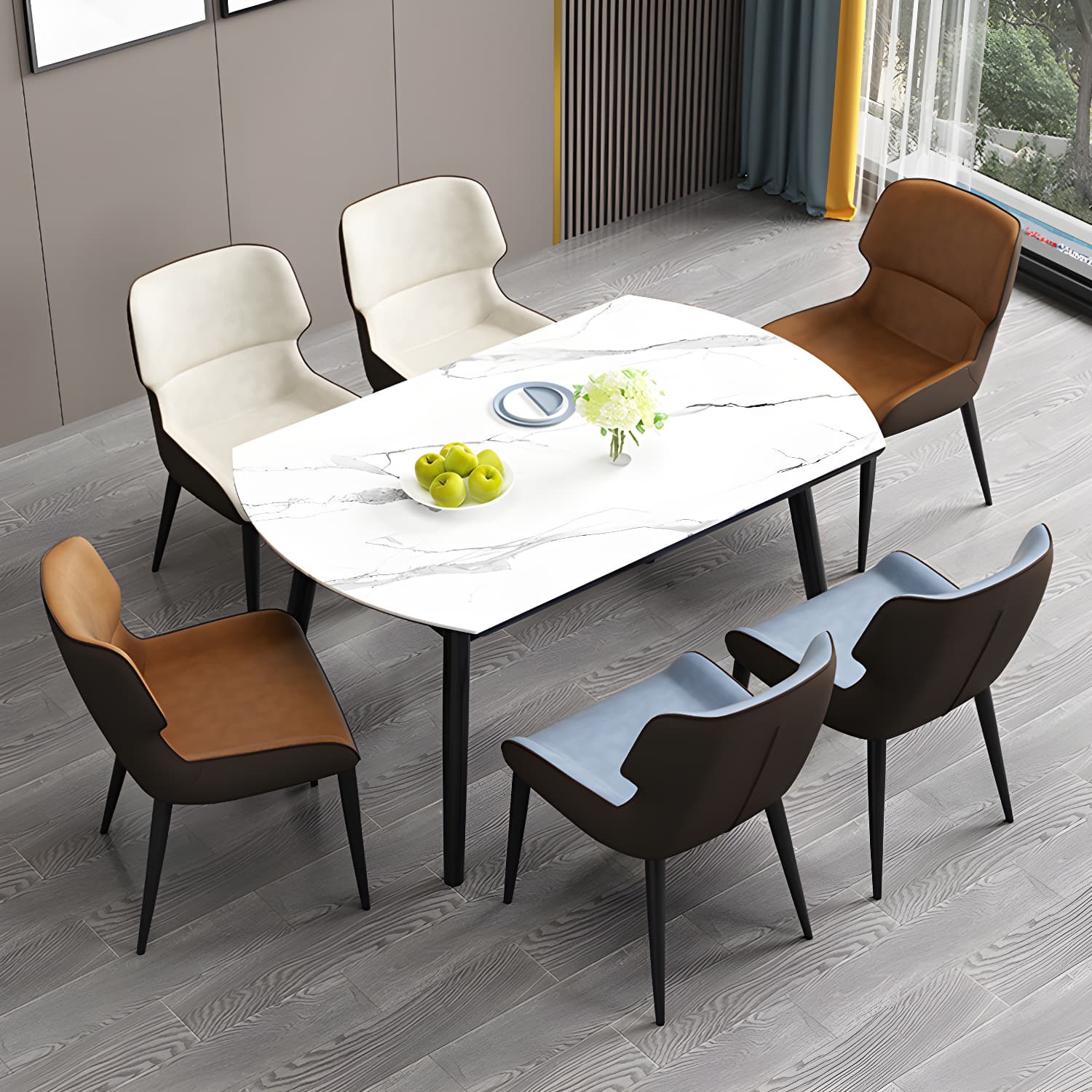 Contemporary Home Wingback Side Chair Matte Finish Leather Dining Chair - image 21