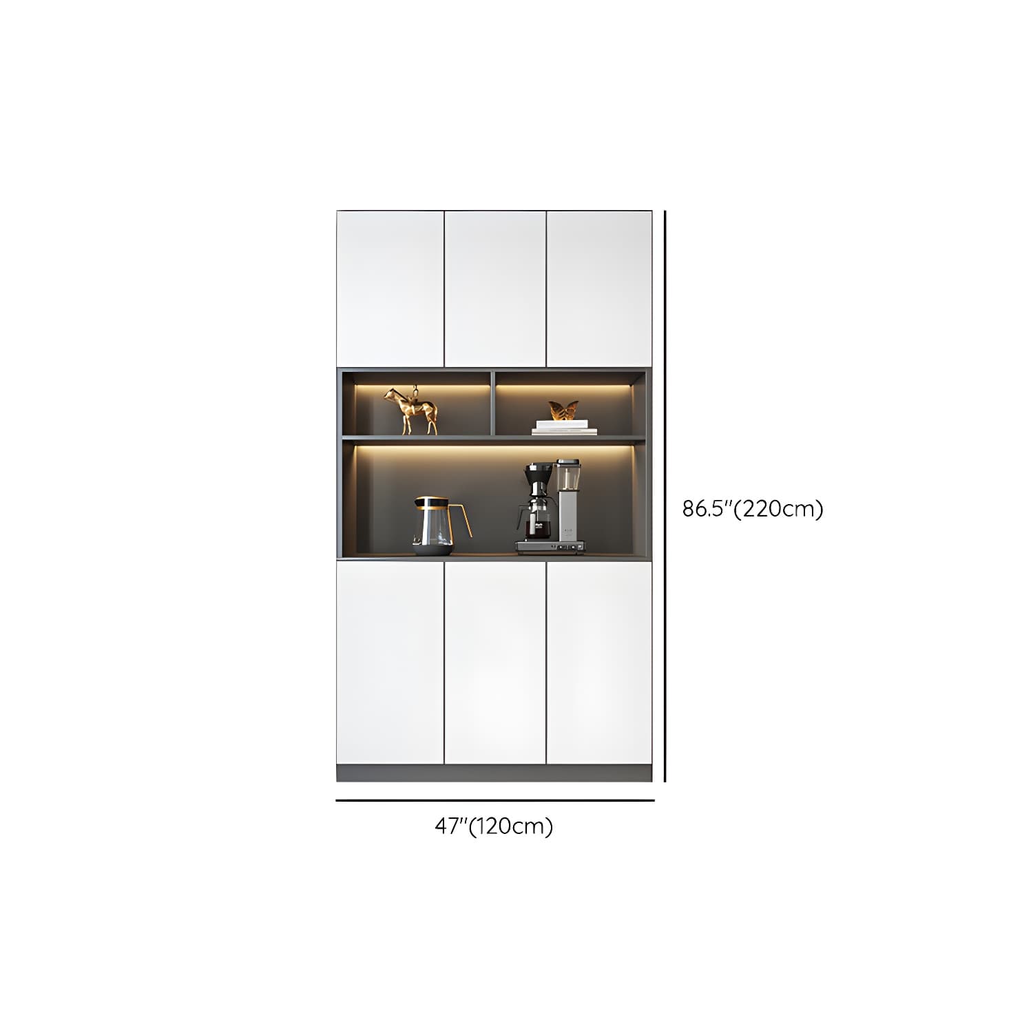 Modern Glass Adjustable Shelving Doors Wood Sideboard Cabinet with Cabinets and Drawers - image 15
