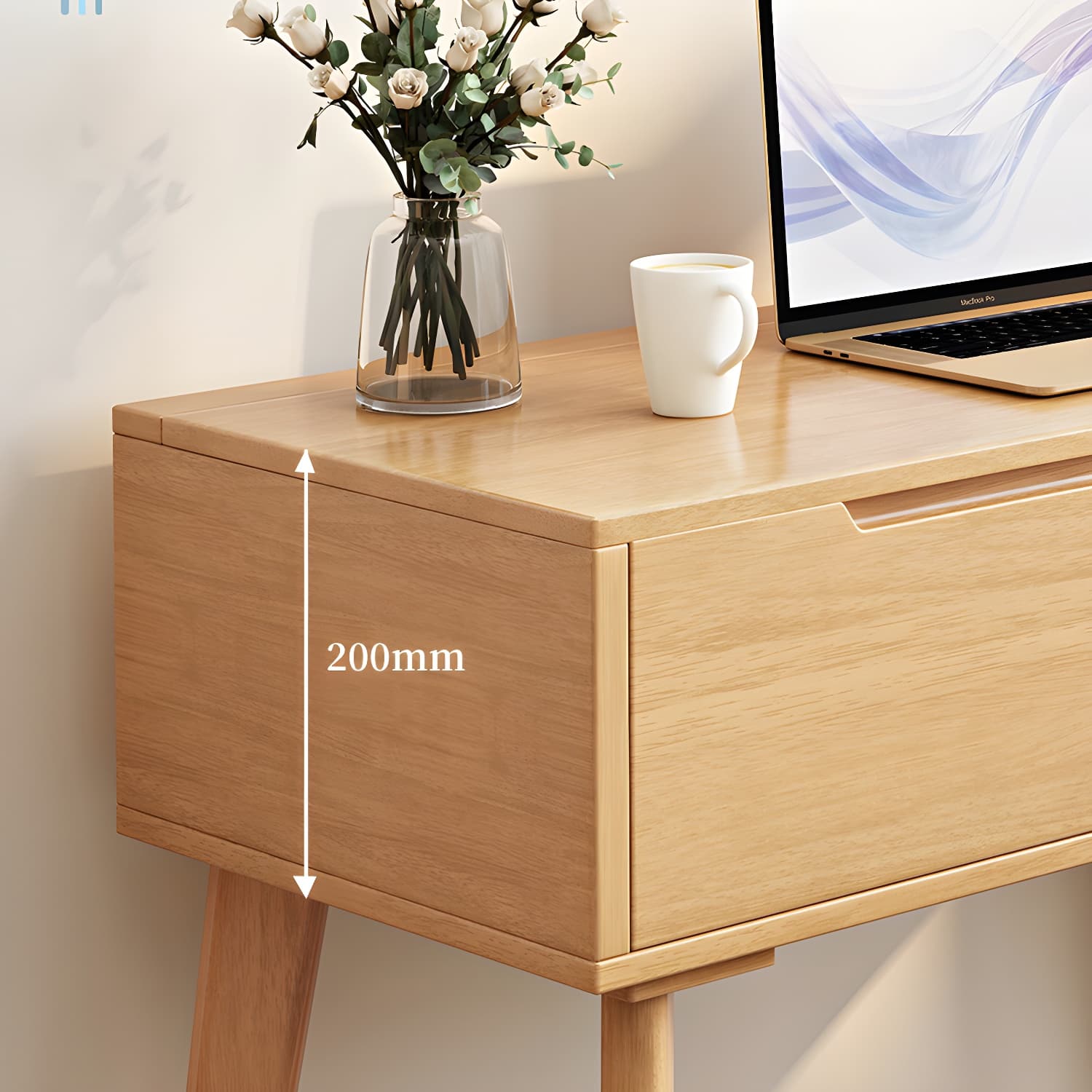 Scandinavian 29.52" Height Solid Wood Table Makeup Vanity with Mirror - image 11