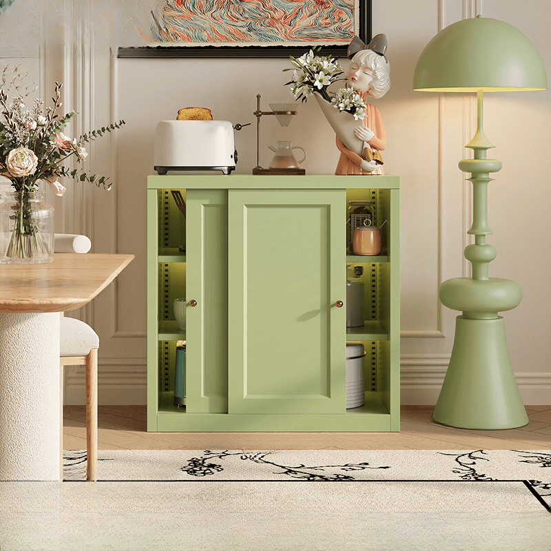Art Deco Standard/Wide Oven Cabinet with Kitchen Cupboards, Iron Countertop, and Adjustable Sliding Doors - image 3