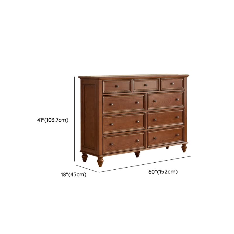 Cocoa Trendy Ash Wood Console Dresser/Semainier with 9/7/6 Drawers, Integrated Cable Management, Horizontal/Vertical - image 17