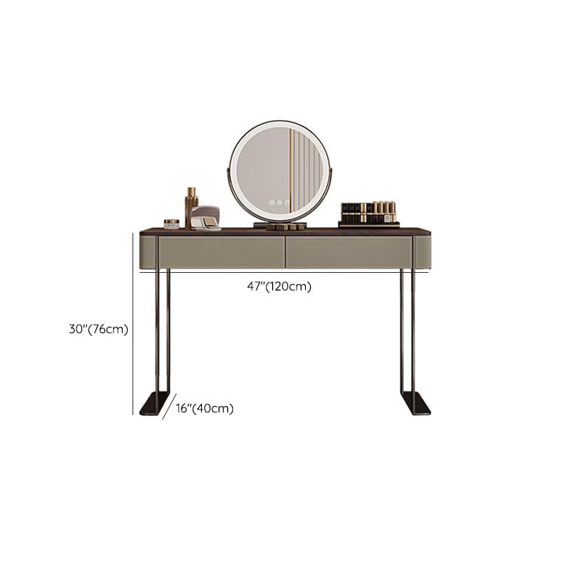 Modish Standard Vanity Set with Timber Table Top, White Chair, 2 Drawers, and Mirror Lights - image 18