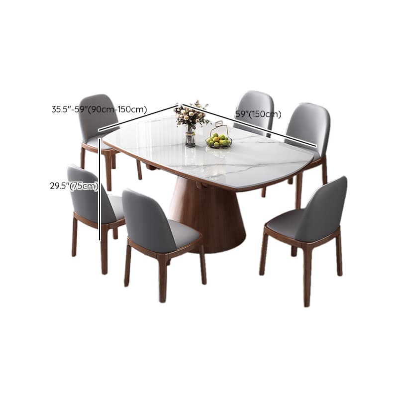 Dining Table Set with Extension Feature and Slate Stone Top, Seats 6/4 People, Variable-sized - image 12