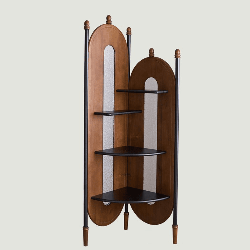 Modern Simple Style Nook Decorative Cabinet with 4 Exterior Shelves, Natural Wood Countertop, and Matte Black/Sepia Top - image 3