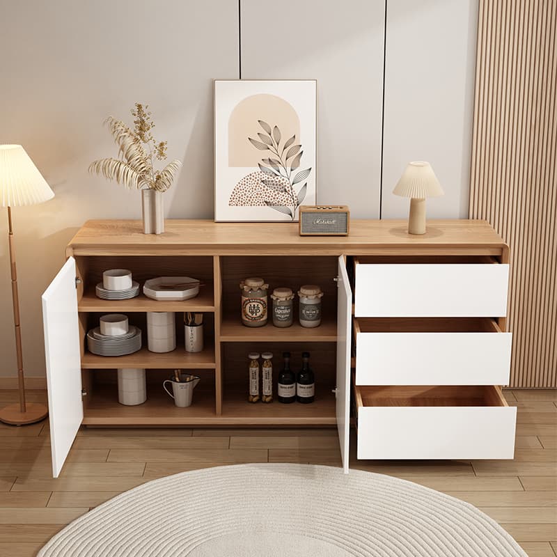 Wooden Modern Sideboard Credenza with 3 Drawers and 2 Cabinets for Storage - image 7