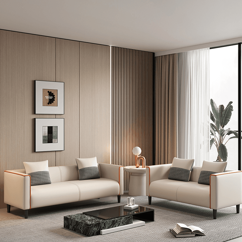 Trendy Solid Color Water Resistant Standard Sofa/Loveseat in Dark Gray/Beige/Amber Color with Arm, 2 People/Seats 3, and 2 Pillows - image 9