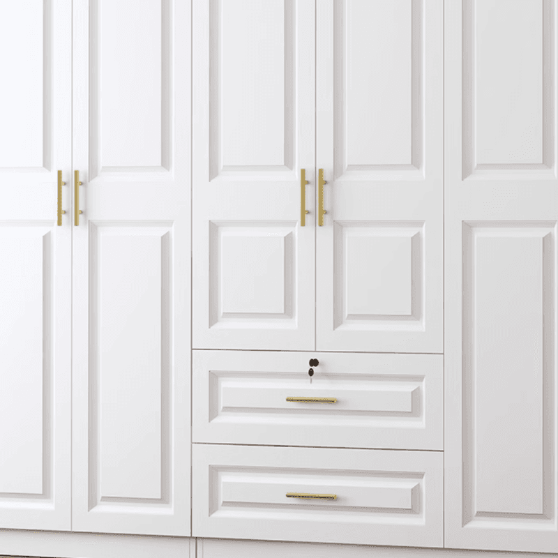 Sleek White Nordic Wooden Detached Almirah with Soft Close Drawers, Doors, and Clothing Rod - image 5