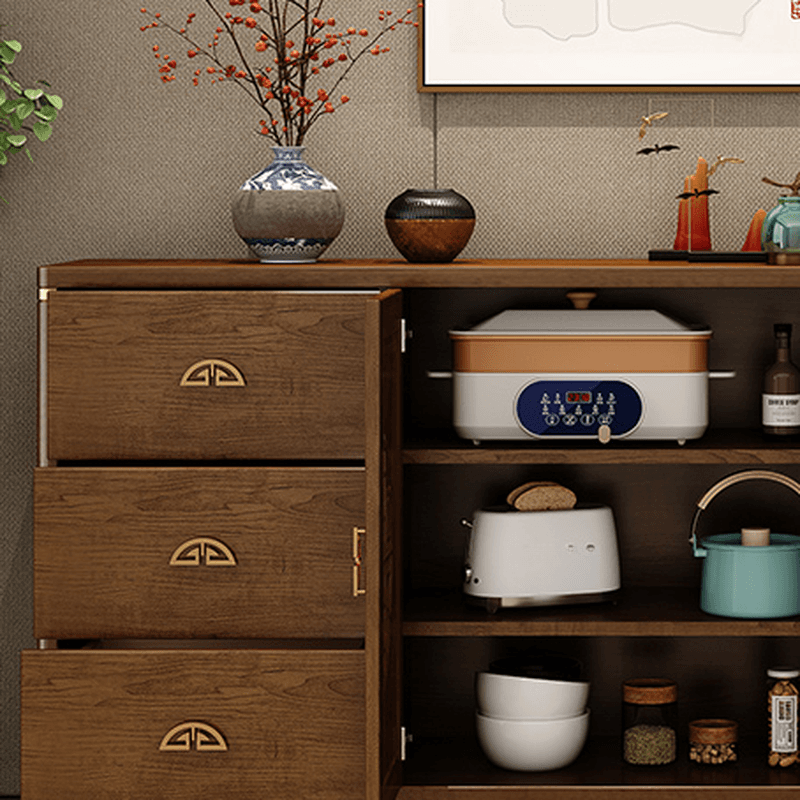 Espresso Standard/Wide/Narrow Timber Sideboard with 4 Doors/3 Doors/2 Doors, Adaptable Shelf and Pantry Hutch, 3 Drawers/6 Drawers/2 Drawers Included/Not Included - image 3
