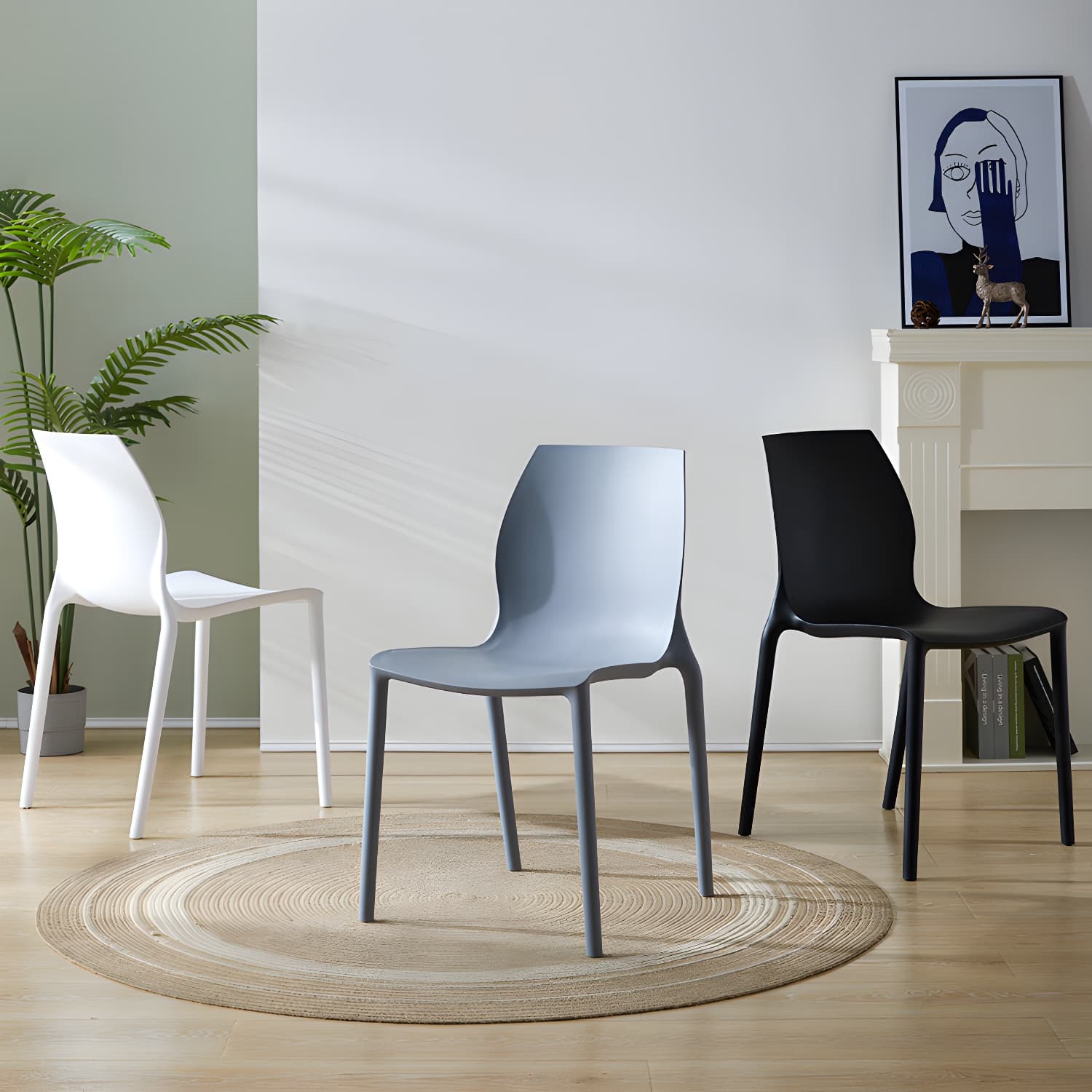 Contemporary Plastic Dining Room Chair Multicolor Stackable Side Chair - image 12