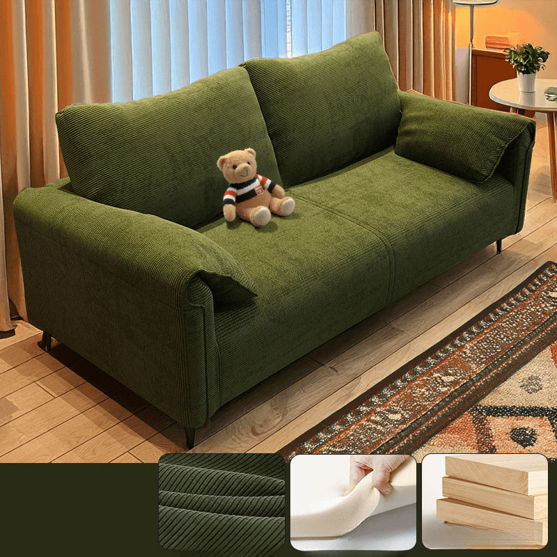 Modern Solid Color Tear Resistant Standard Sofa/Loveseat in Black/Ivory for 3-seater/Seats 2