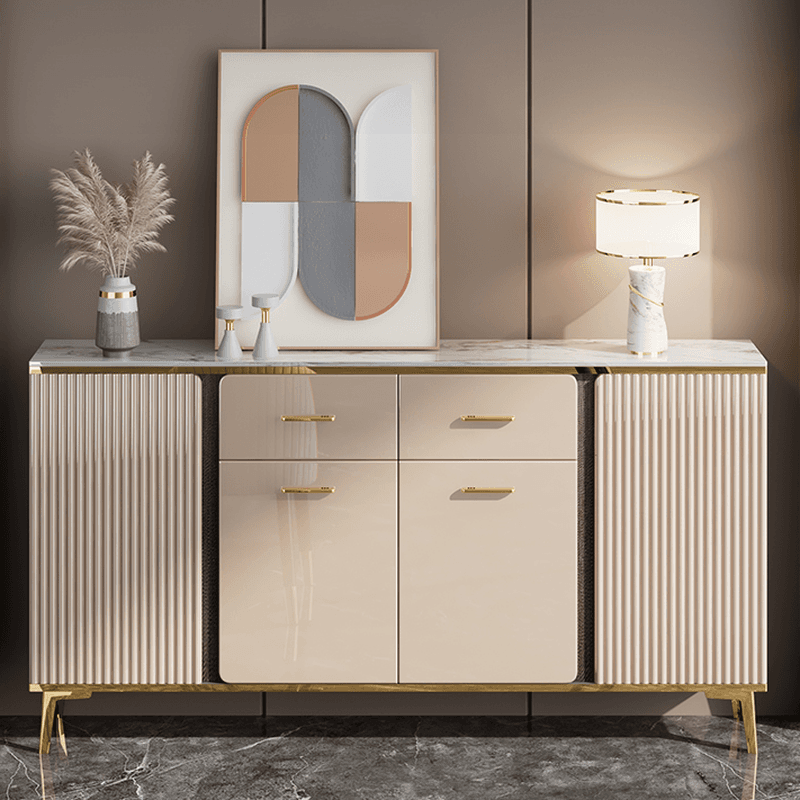 Luxury Off White Sideboard with Faux Marble Countertop and Standalone Design - image 3