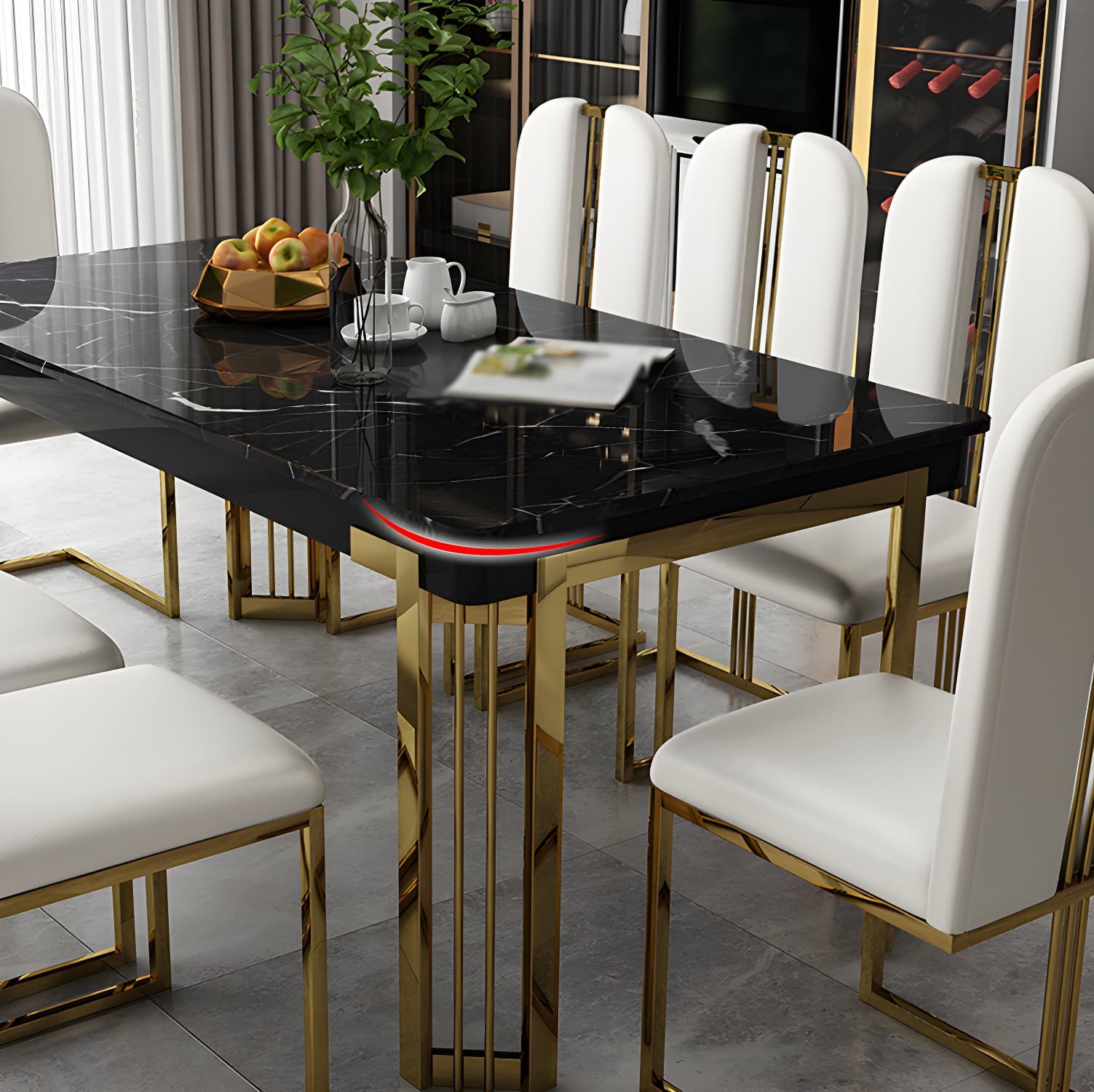 Modern 1/2/7/9 Pieces Dining Set Marble Dining Furniture Set /Separate Items - image 9