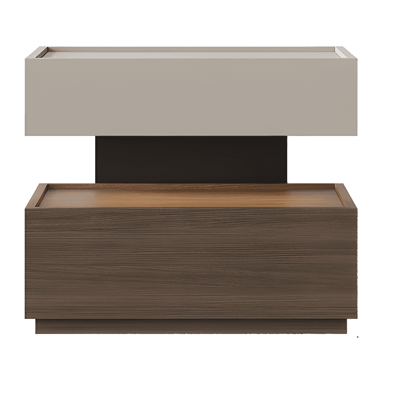 Organic Modern Nightstand With Drawer Organization Featuring 2 Shelves, Real Wood Countertop, and Illuminating Lighting - image 4