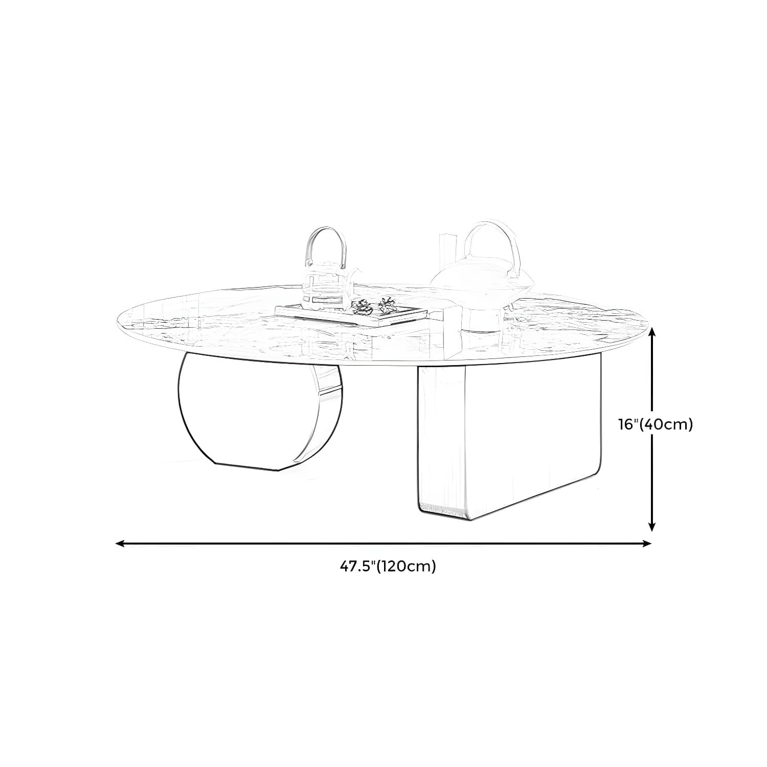 Marble White Rectangular Coffee Table Modern Round Cocktail Table - image 14