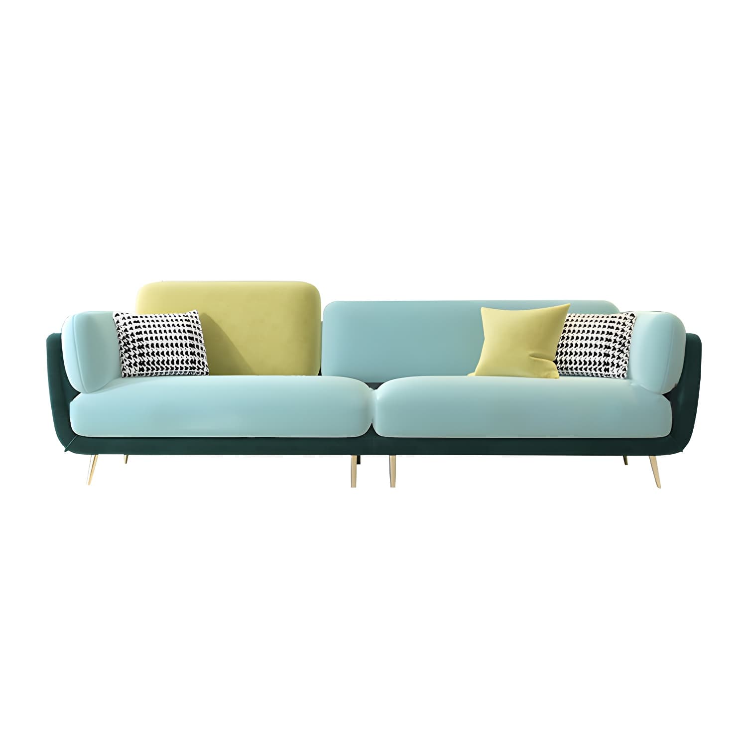 36" High Modern Velvet Square Arm Sofa with 2 Pillows Standard Sofa for Living Room - image 11
