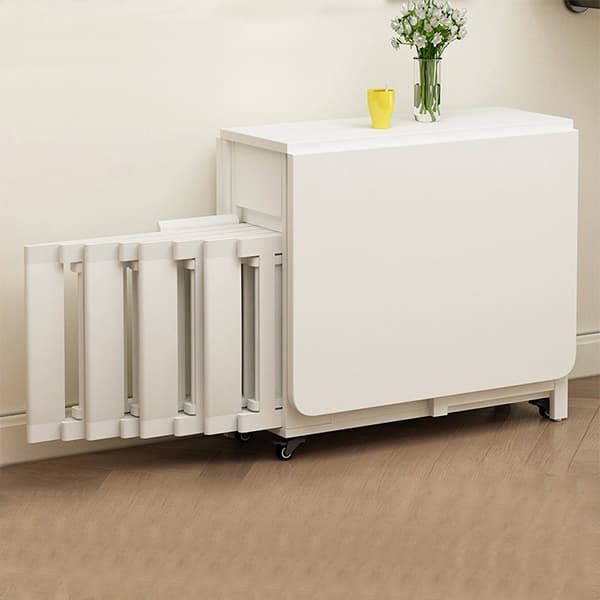 Scandinavian Wood Drop Leaf Dining Table with Storage and Expandable Design - image 3