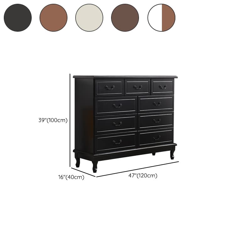 Traditional Style Black Handle Chest with Drawers in Solid Wood - image 18