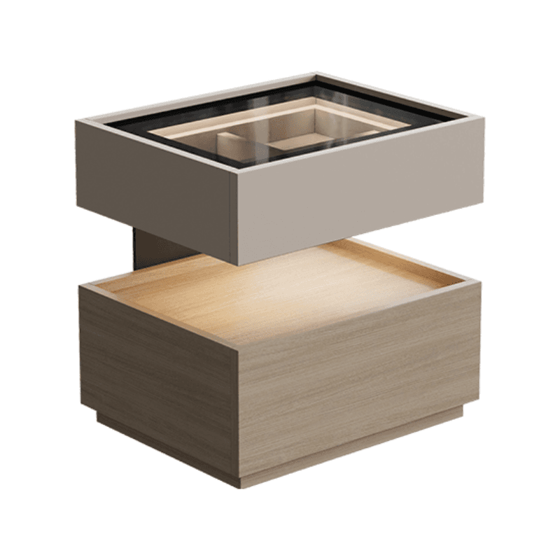 Organic Modern Nightstand With Drawer Organization with Glass Countertop and Illuminating Lighting - image 3
