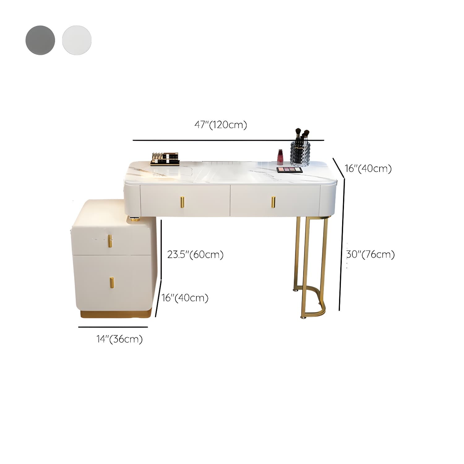 Glam Stone Makeup Counter Bedroom Vanity Dressing Table with Drawer - image 28