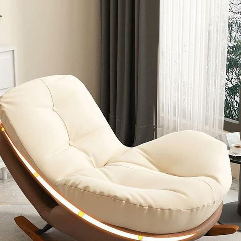 Cotton Upholstered Indoor Rocking Chair with Solid Wood Legs, Compact Design for Small Spaces - image 16