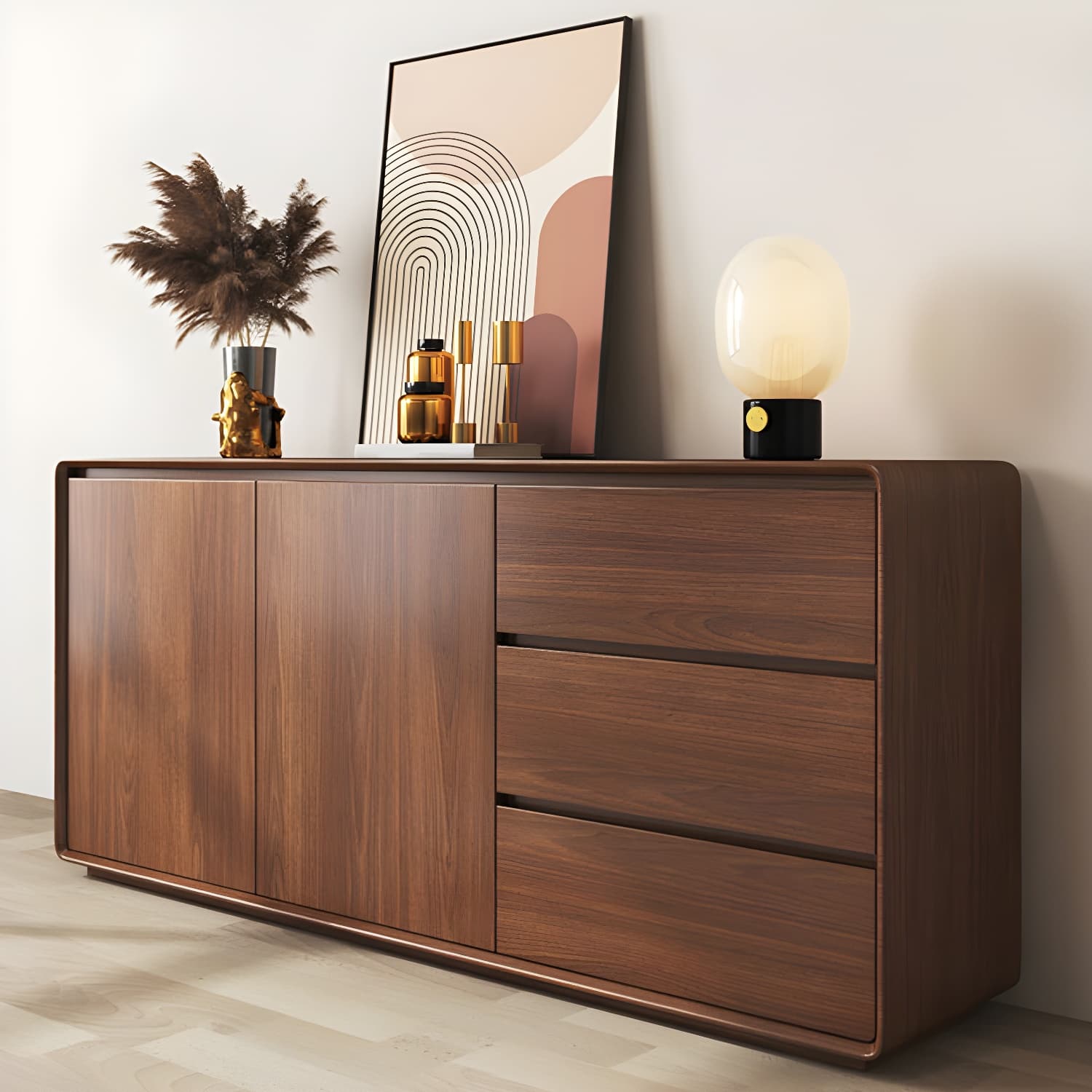 Modern and Contemporary Credenza Wood Dining Buffet with Cabinets and Drawers - image 10