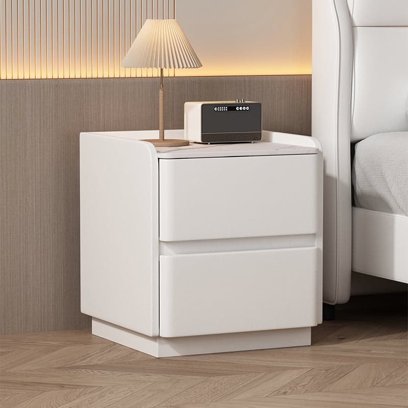 Modern Simple Style Bedside Cabinet Nightstand with 2 Drawers and Stone Countertop - image 8