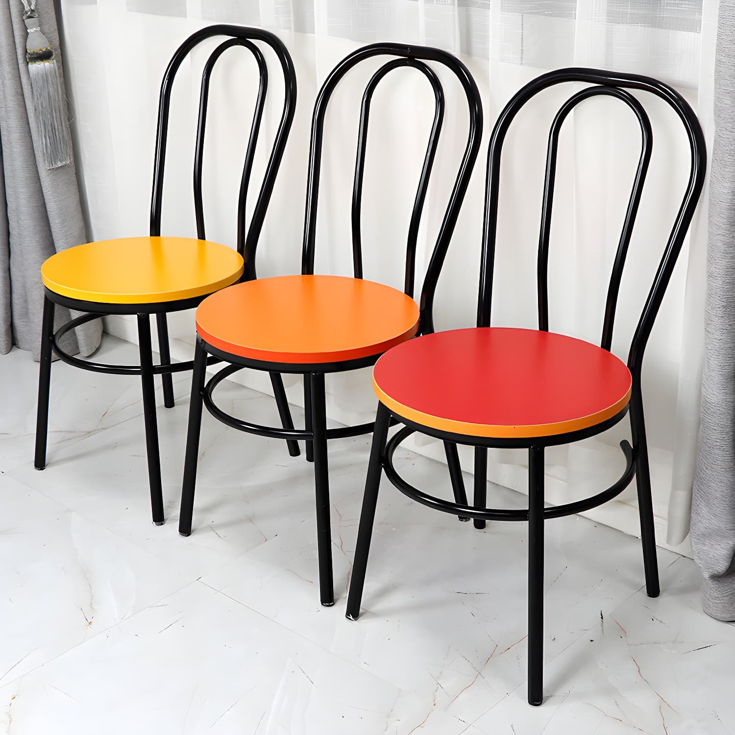 Contemporary Metal Dining Room Chairs Open Back Dining Armless Chair for Home Use - image 12