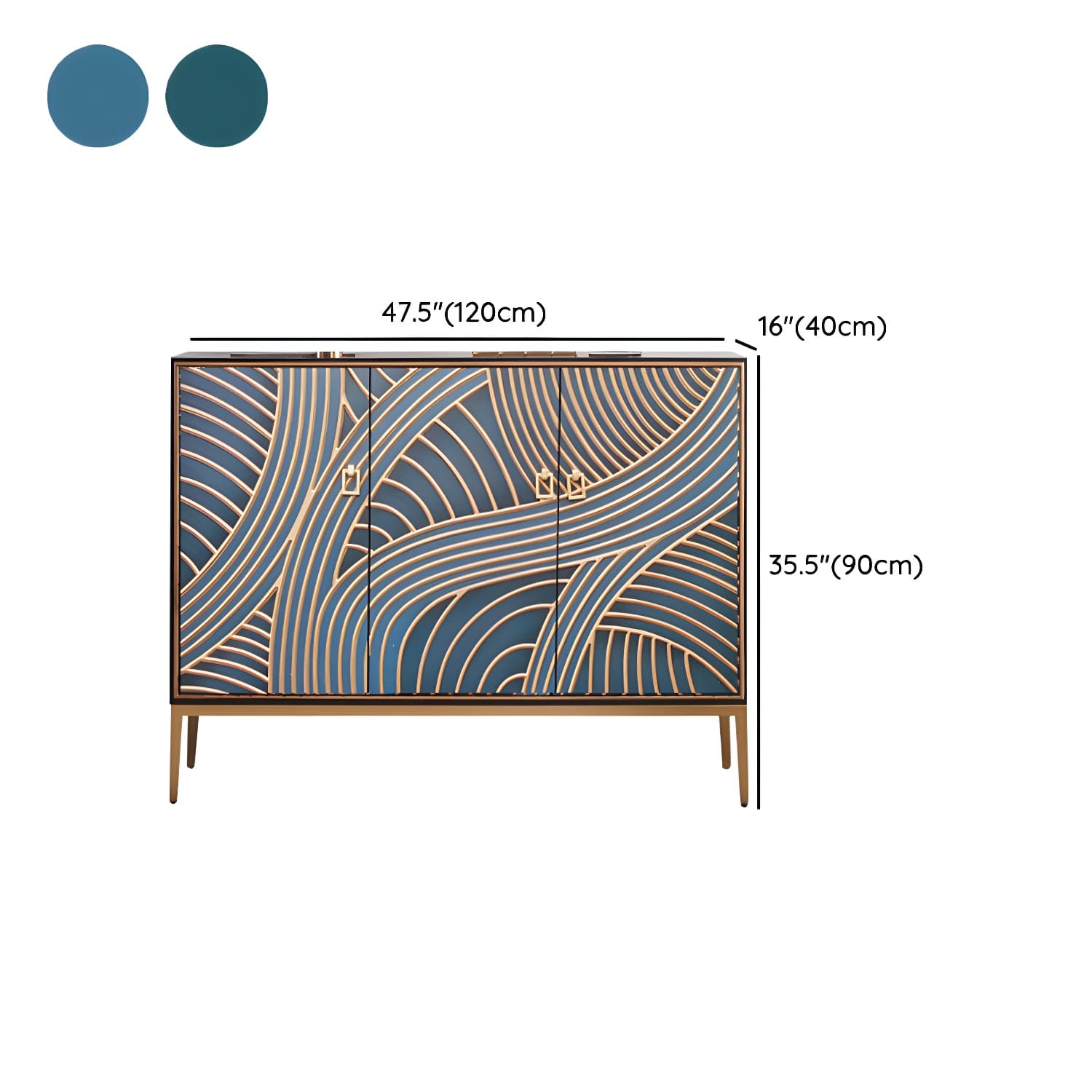 Gold Legs 35.4" High Sideboard Cabinet Glam Style Wood Buffet Table - image 15